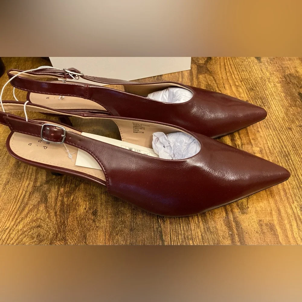 Women’s Samantha Sling Back Kitten Heels – a New Day™ Burgundy Size 8 new - Picture 5 of 7